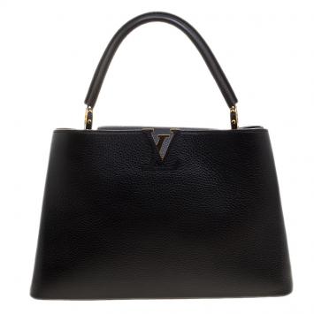 Pre Owned Louis Vuitton Black Taurillon Leather Capucines MM Bag