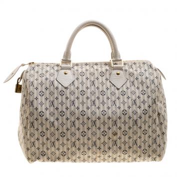 Pre Owned Louis Vuitton White/Beige Monogram Mini Lin Croisette Speedy 30