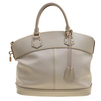 Pre Owned Louis Vuitton Ivory Suhali Leather Lockit MM Bag