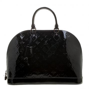 Pre Owned Louis Vuitton Black Magnetique Monogram Vernis Alma GM Bag