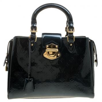 Pre Owned Louis Vuitton Bleu Nuit Monogram Vernis Melrose Avenue Tote