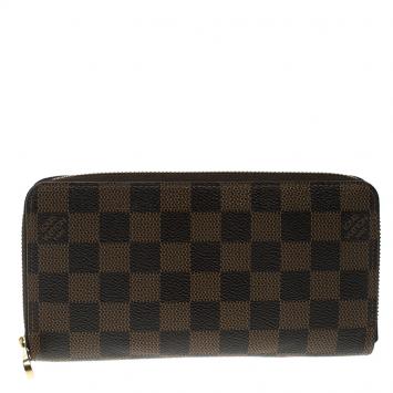 Pre Owned Louis Vuitton Damier Ebene Canvas Zippy Wallet