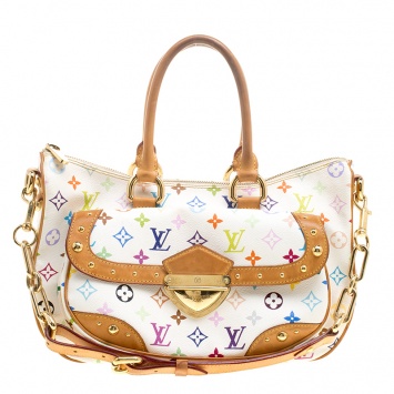 Pre Owned Louis Vuitton White Multicolor Monogram Canvas Rita Bag