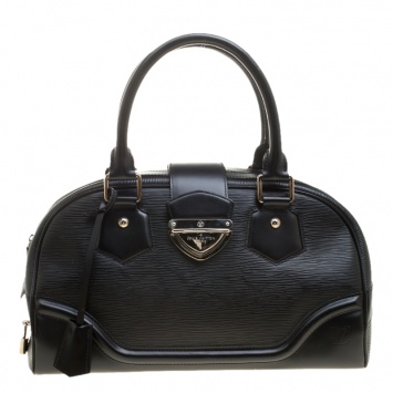 Pre Owned Louis Vuitton Black Epi Leather Bowling Montaigne GM Bag