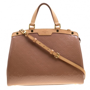 Pre Owned Louis Vuitton Beige Poudre Monogram Vernis Brea GM Bag