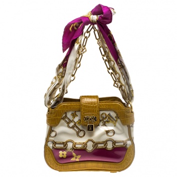Pre Owned Louis Vuitton Multicolor Patent Leather and Alligator Monogram Charms Linda Scarf Bag