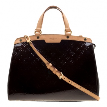 Pre Owned Louis Vuitton Terre D'Ombre Monogram Vernis Brea GM Bag