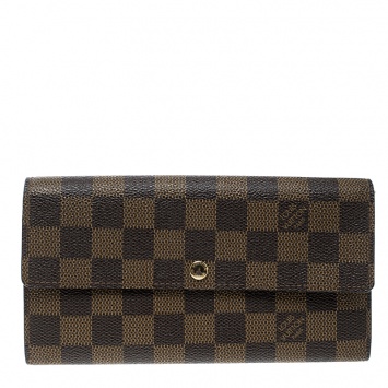 Pre Owned Louis Vuitton Damier Ebene Canvas Sarah Wallet