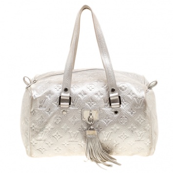 Pre Owned Louis Vuitton Silver Monogram Limited Edition Shimmer Comete Bag