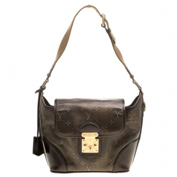 Pre Owned Louis Vuitton Bronze/Dark Brown Monogram Embossed Leather Limited Edition Sergent PM Bag