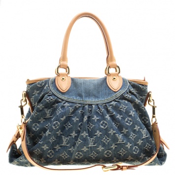 Pre Owned Louis Vuitton Encre Monogram Denim Neo Cabby MM Bag