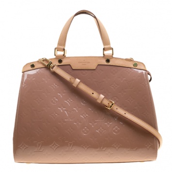 Pre Owned Louis Vuitton Rose Florentine Monogram Vernis Brea GM Bag