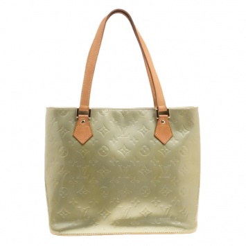 Pre Owned Louis Vuitton Apple Green Monogram Vernis Houston Tote