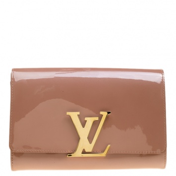 Pre Owned Louis Vuitton Rose Velours Patent Leather Louise Clutch