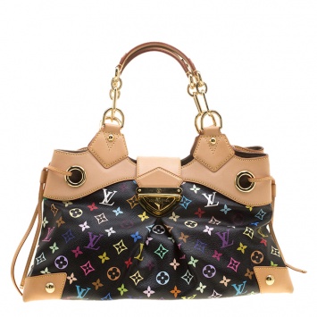 Pre Owned Louis Vuitton Black Multicolor Monogram Canvas Ursula Bag