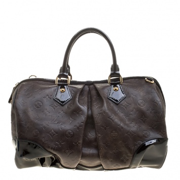 Pre Owned Louis Vuitton Metallic Grey Monogram Leather Satchel