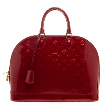 Pre Owned Louis Vuitton Pomme D’amour Monogram Vernis Alma GM Bag