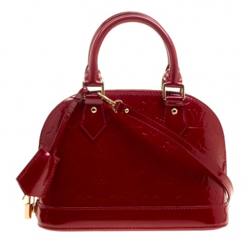 Pre Owned Louis Vuitton Cerise Monogram Vernis Alma BB Bag