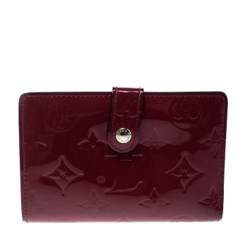 Pre Owned Louis Vuitton Indian Rose Monogram Vernis Port Feuille Vienoise French Purse Wallet