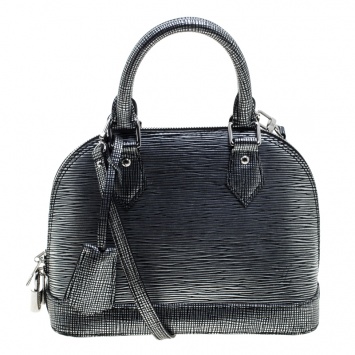 Pre Owned Louis Vuitton Metallic Silver Epi Leather Alma BB Bag