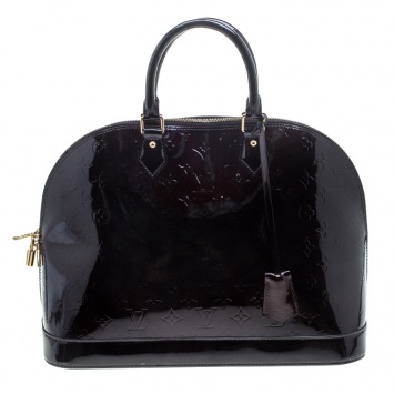 Pre Owned Louis Vuitton Amarante Monogram Vernis Alma GM Bag