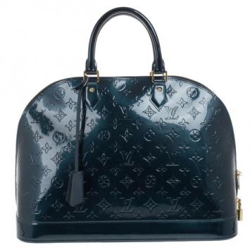 Pre Owned Louis Vuitton Green Monogram Vernis Alma GM