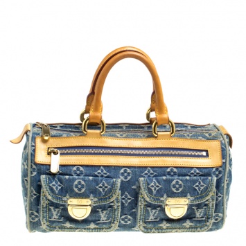 Pre Owned Louis Vuitton Blue Monogram Denim Neo Speedy Bag