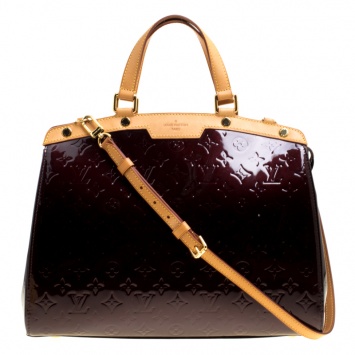 Pre Owned Louis Vuitton Amarante Monogram Vernis Brea GM Bag