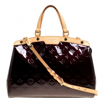 Pre Owned Louis Vuitton Amarante Monogram Vernis Brea MM Bag