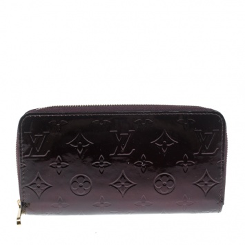 Pre Owned Louis Vuitton Amarante Monogram Vernis Zippy Wallet