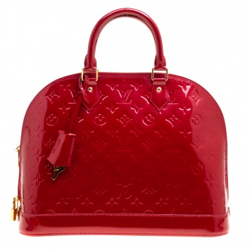 Pre Owned Louis Vuitton Pomme D’amour Monogram Vernis Alma MM Bag