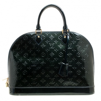 Pre Owned Louis Vuitton Green Monogram Vernis Alma GM Bag
