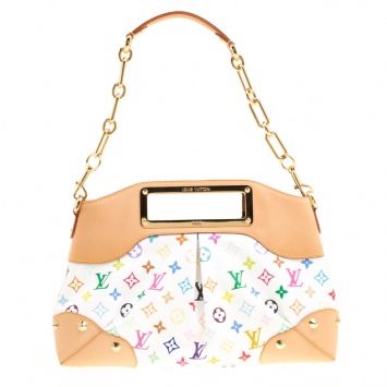 Pre Owned Louis Vuitton White Multicolor Monogram Canvas Judy MM Bag