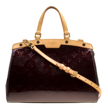 Pre Owned Louis Vuitton Amarante Monogram Vernis Brea MM Bag