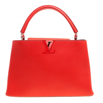 Pre Owned Louis Vuitton Corall Taurillon Leather Capucines MM Bag