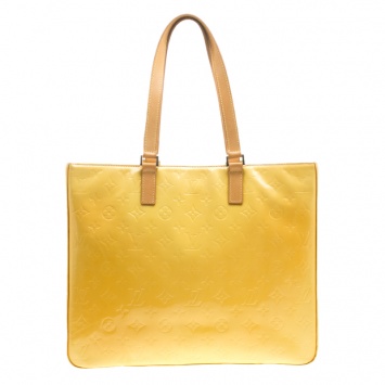 Pre Owned Louis Vuitton Lime Monogram Vernis Columbus Bag