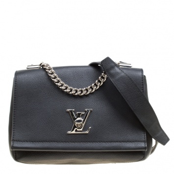 Pre Owned Louis Vuitton Black Leather Lockme II BB Bag