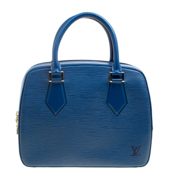 Pre Owned Louis Vuitton Toledo Blue Leather Sablons Bag