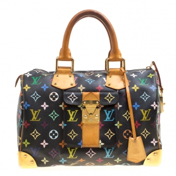 Pre Owned Louis Vuitton Black Multicolor Monogram Canvas Speedy 30