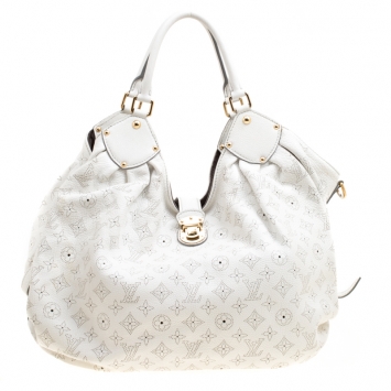 Pre Owned Louis Vuitton White Monogram Mahina Leather XL Bag
