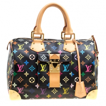 Pre Owned Louis Vuitton Black Multicolor Monogram Canvas Speedy 30
