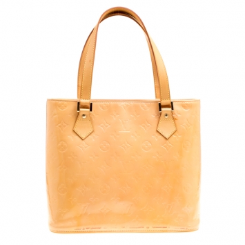 Pre Owned Louis Vuitton Beige Monogram Vernis Houston Bag