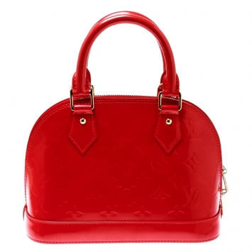 Pre Owned Louis Vuitton Rouge Grenadine Vernis  Alma BB Bag