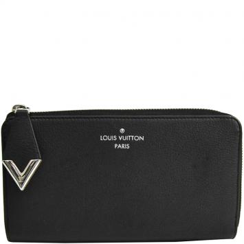 Pre Owned Louis Vuitton Noir Veau Cachemire Calfskin Leather Comete Wallet