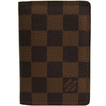 Pre Owned Louis Vuitton Damier Ebene Canvas Card Holder