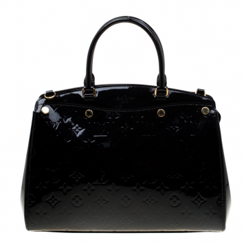 Pre Owned Louis Vuitton Black Magnetique Monogram Vernis Brea MM NM Bag