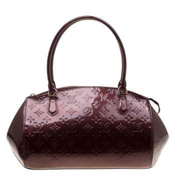 Pre Owned Louis Vuitton Rouge Fauviste Monogram Vernis Sherwood GM Bag