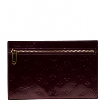 Pre Owned Louis Vuitton Rouge Fauviste Vernis PM Pershing Clutch