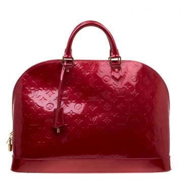Pre Owned Louis Vuitton Pomme D’amour Monogram Vernis Alma Voyager Bag