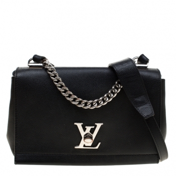 Pre Owned Louis Vuitton Black Leather Lockme II BB Bag